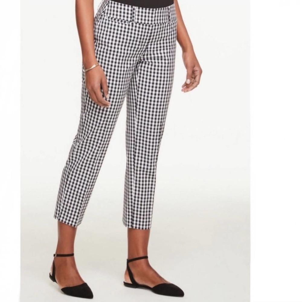 Ann Taylor Factory Womwn’s Black / White Plaid Trouser Pants Size 10 Curvy